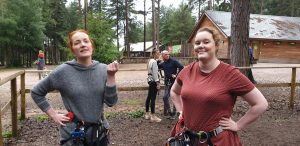 Sarah and Jemma prepare for Go Ape.