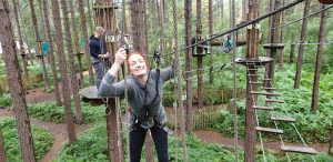 Sarah pulls a face on the rings crossing.