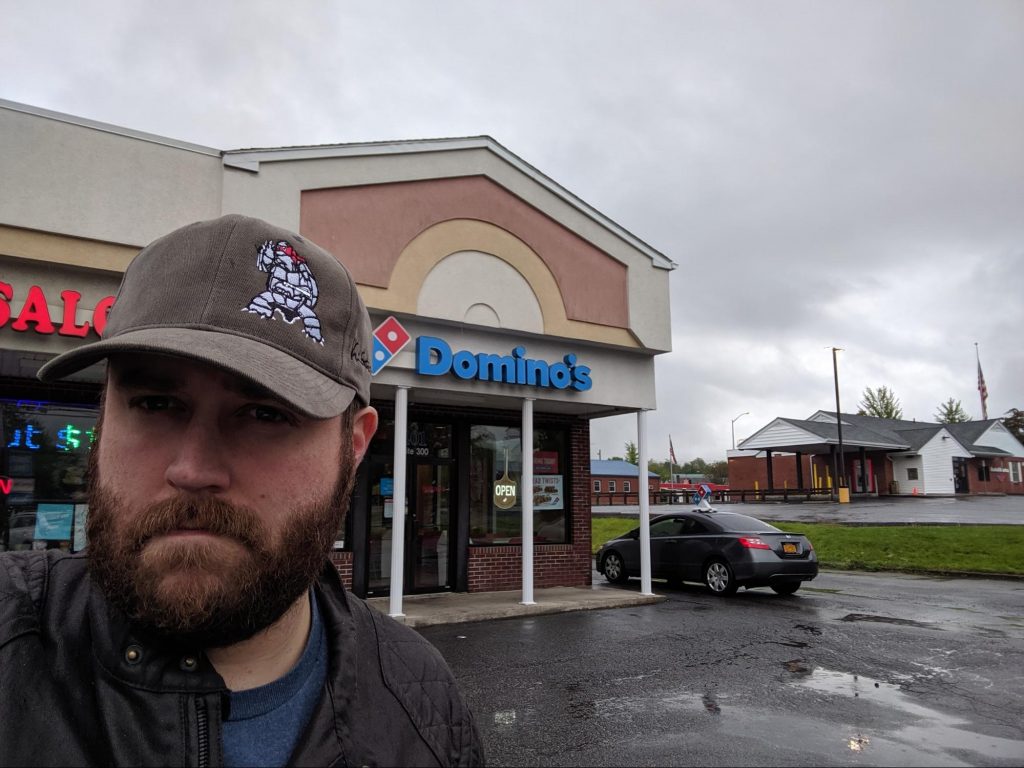 Me, steely-eyed and ready to determine just how accurate the Domino’s Pizza Tracker really is.