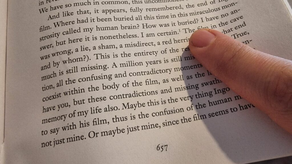 Page 657 of the book, featuring a number 1 footnote (indicated by a finger).