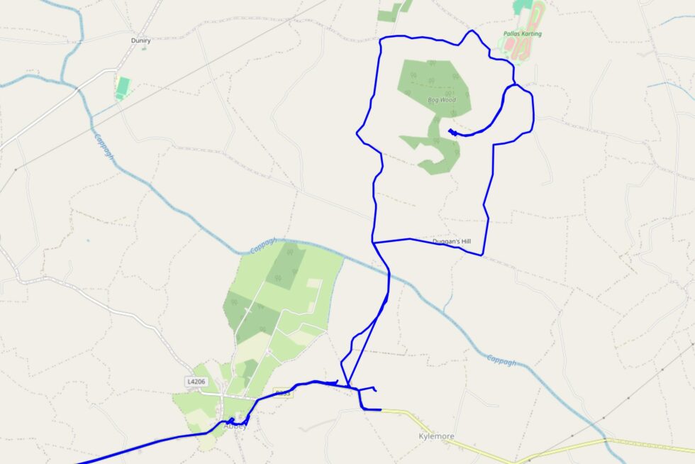 Map showing the walking part of our route.