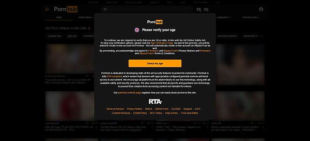 Screenshot from Pornhub, asking the user to 'verify your age'.
