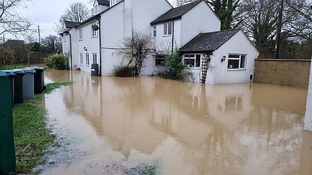 A flooded house.