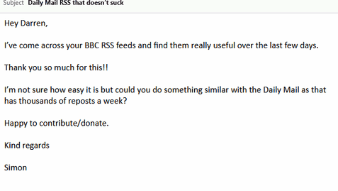 Post: Daily Mail RSS that doesn't suck