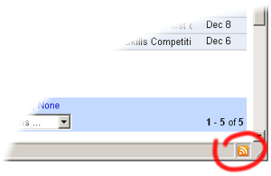 Atom feed icon showing in a web browser viewing GMail