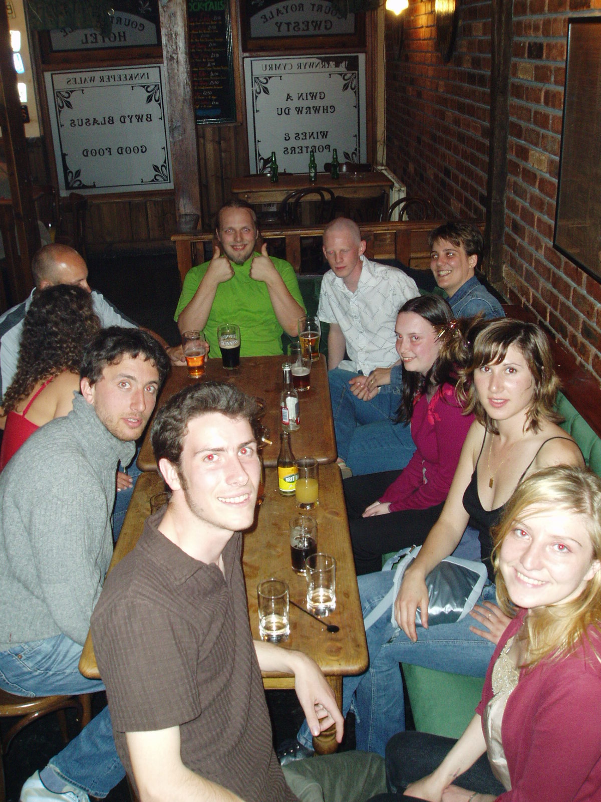 Full image of Dan with SmartData workmates (and hangers-on) in Harleys, Aberystwyth.