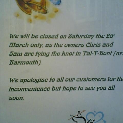 Wedding announcement by the owners of MGs cafe