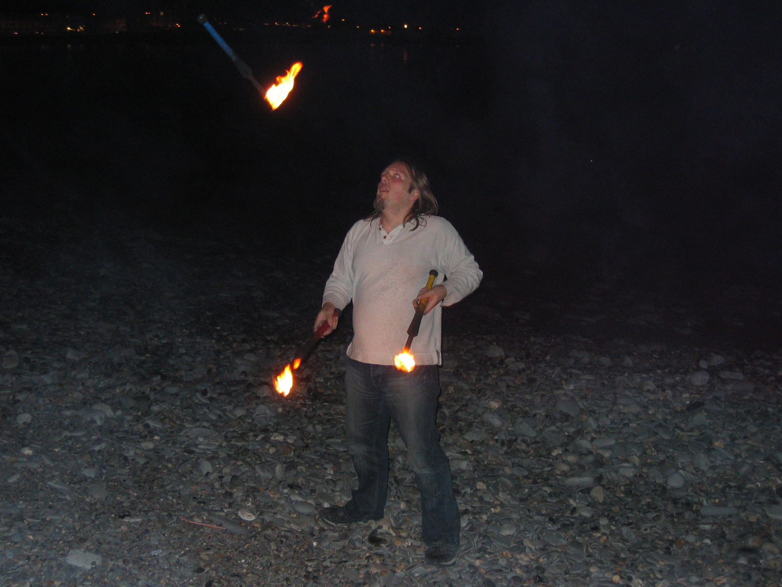 Full image of Dan juggling flaming clubs #1