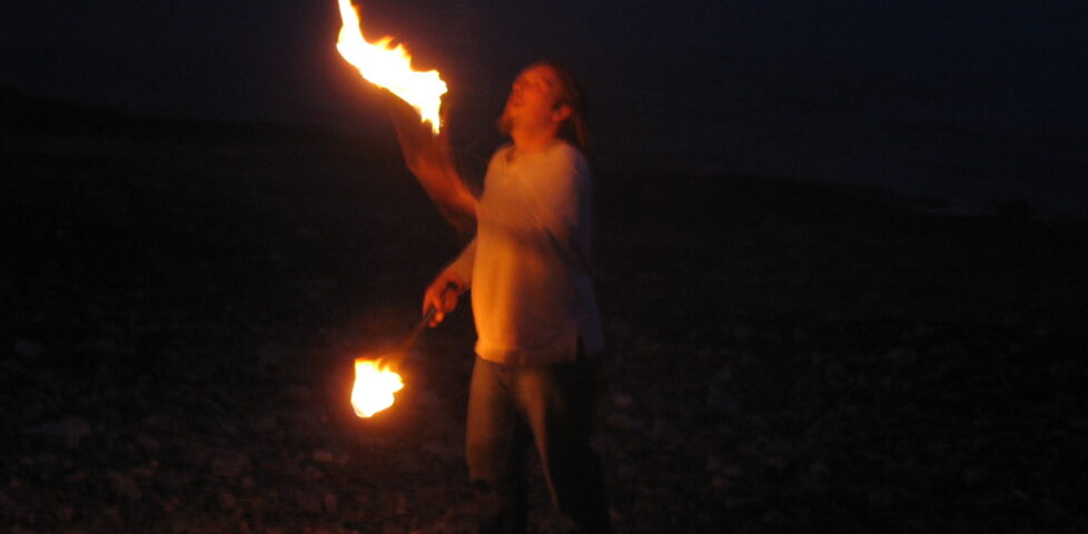 Dan juggling flaming clubs #2