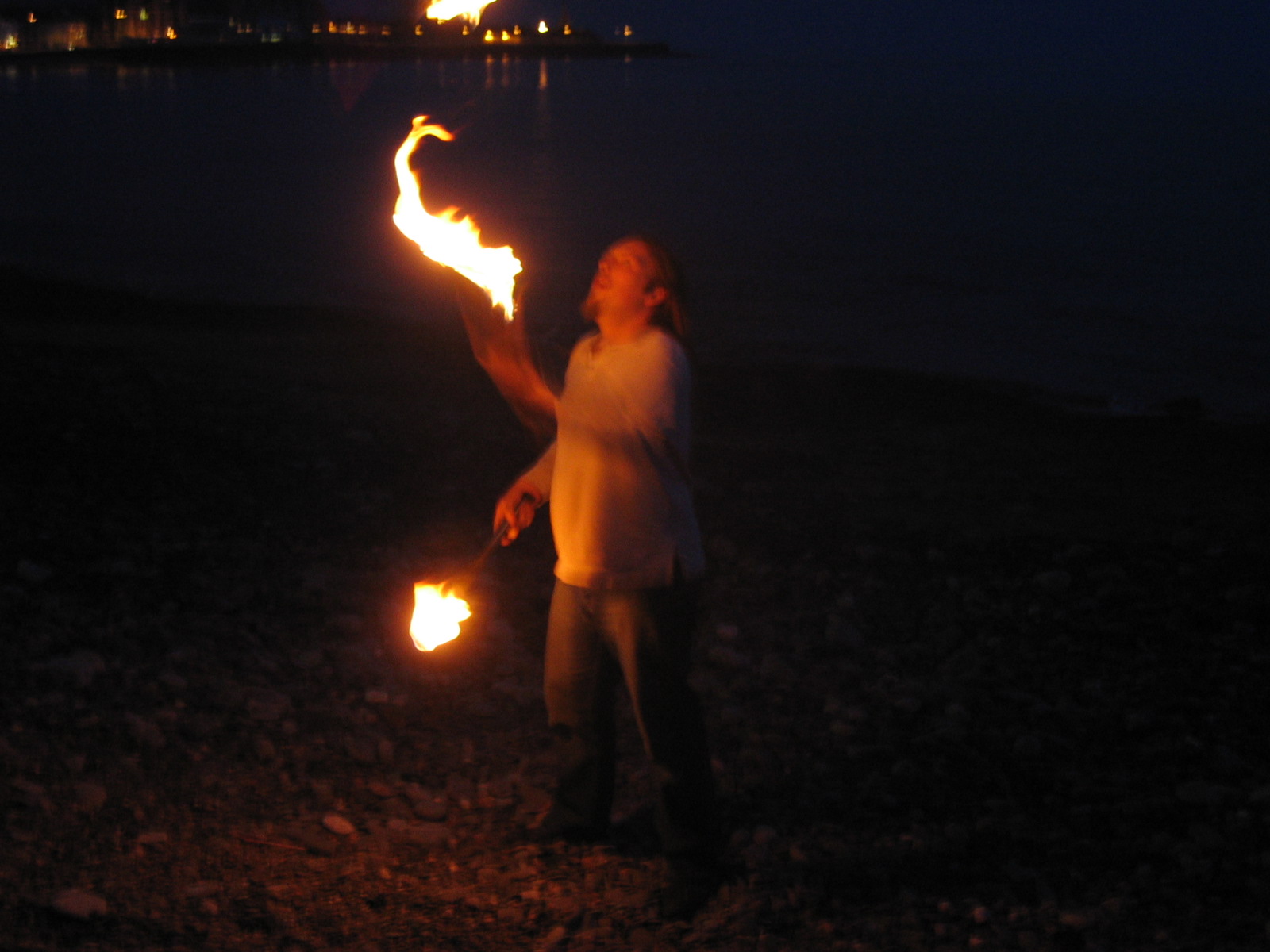 Full image of Dan juggling flaming clubs #2