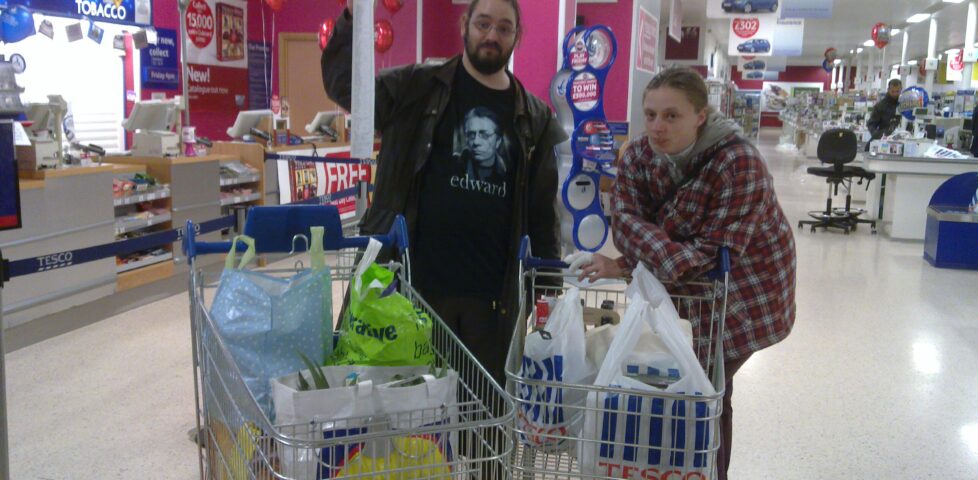 Ruth and JTA with a huge amount of shopping.