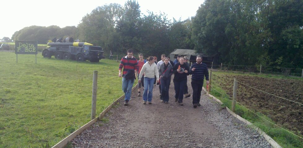 Leaving the paintball centre.