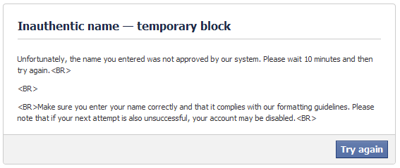 Image representing post: I'm banned from Facebook for having an unusual name. Any suggestions welcome!