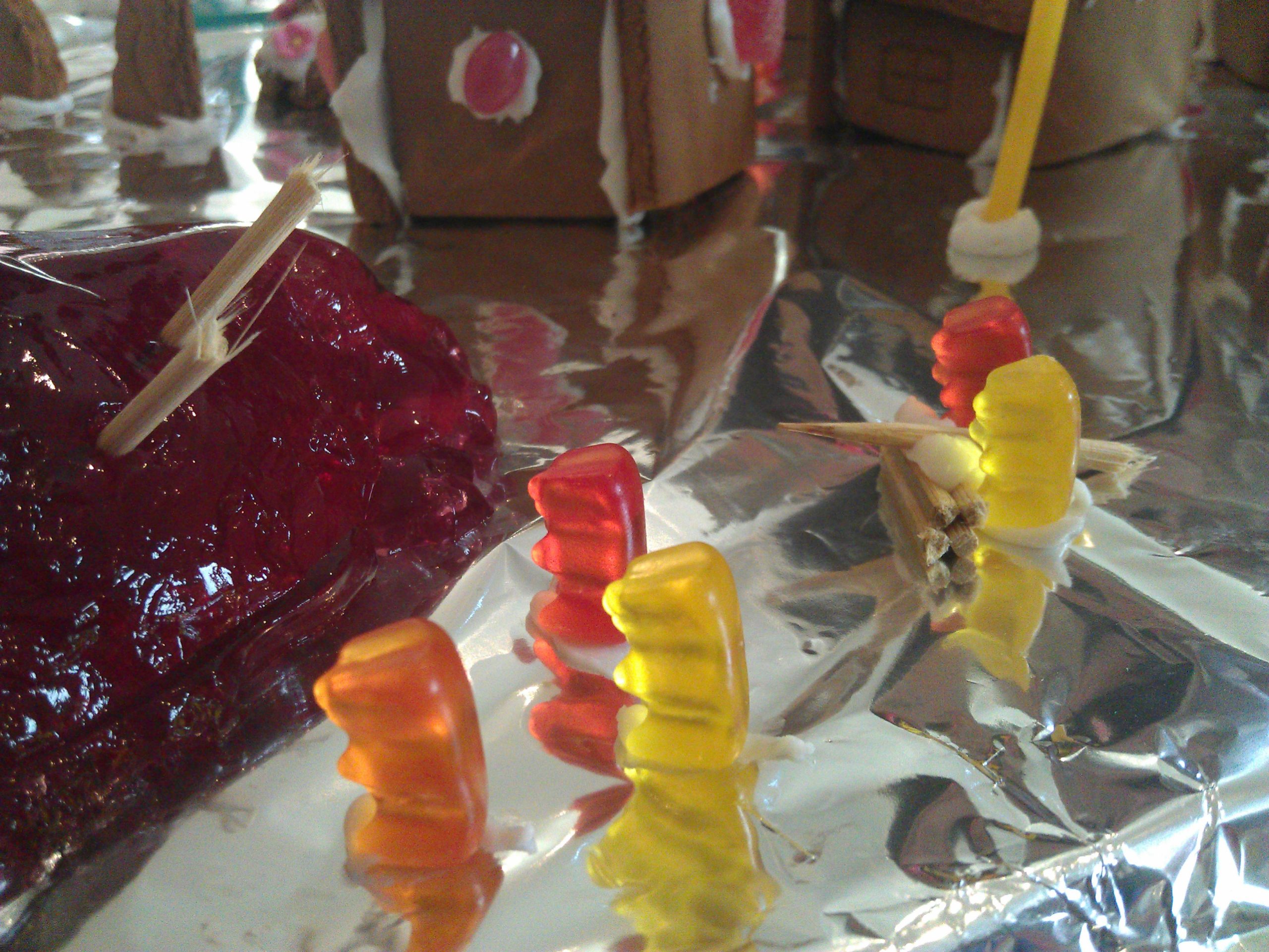 Full image of Armed villagers spear the red bunny.