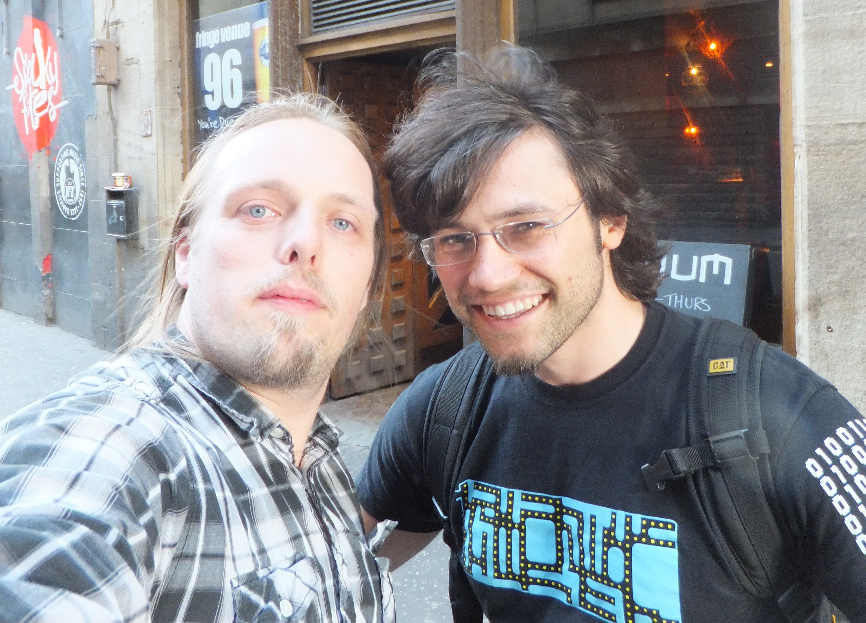 Full image of Me with a chap called Daniel, who grabbed me outside the show and asked me a string of questions about my relationship structure.