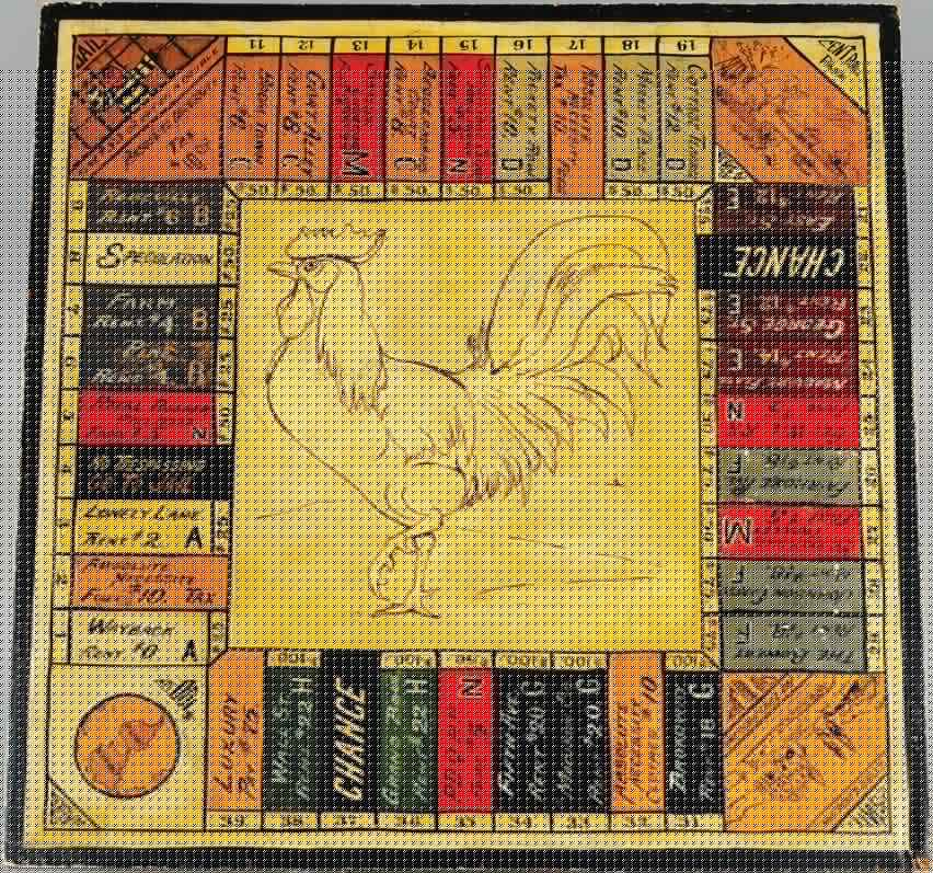 A home-made 1920s "Landlord's Game" board.