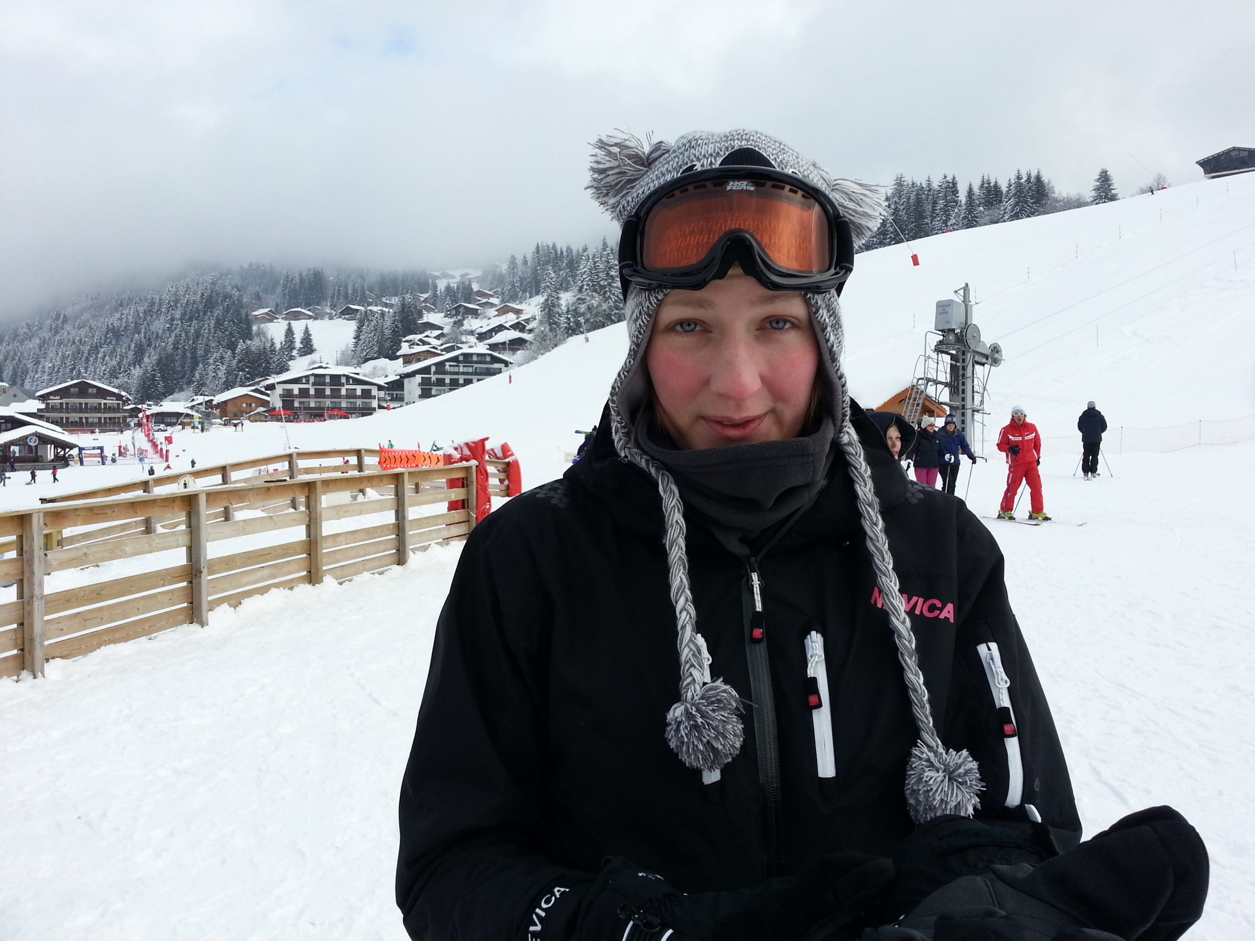 Full image of Sarah, about to try to egg me on to try another series of challenging runs, just as I'm getting my breath back from the last ones.