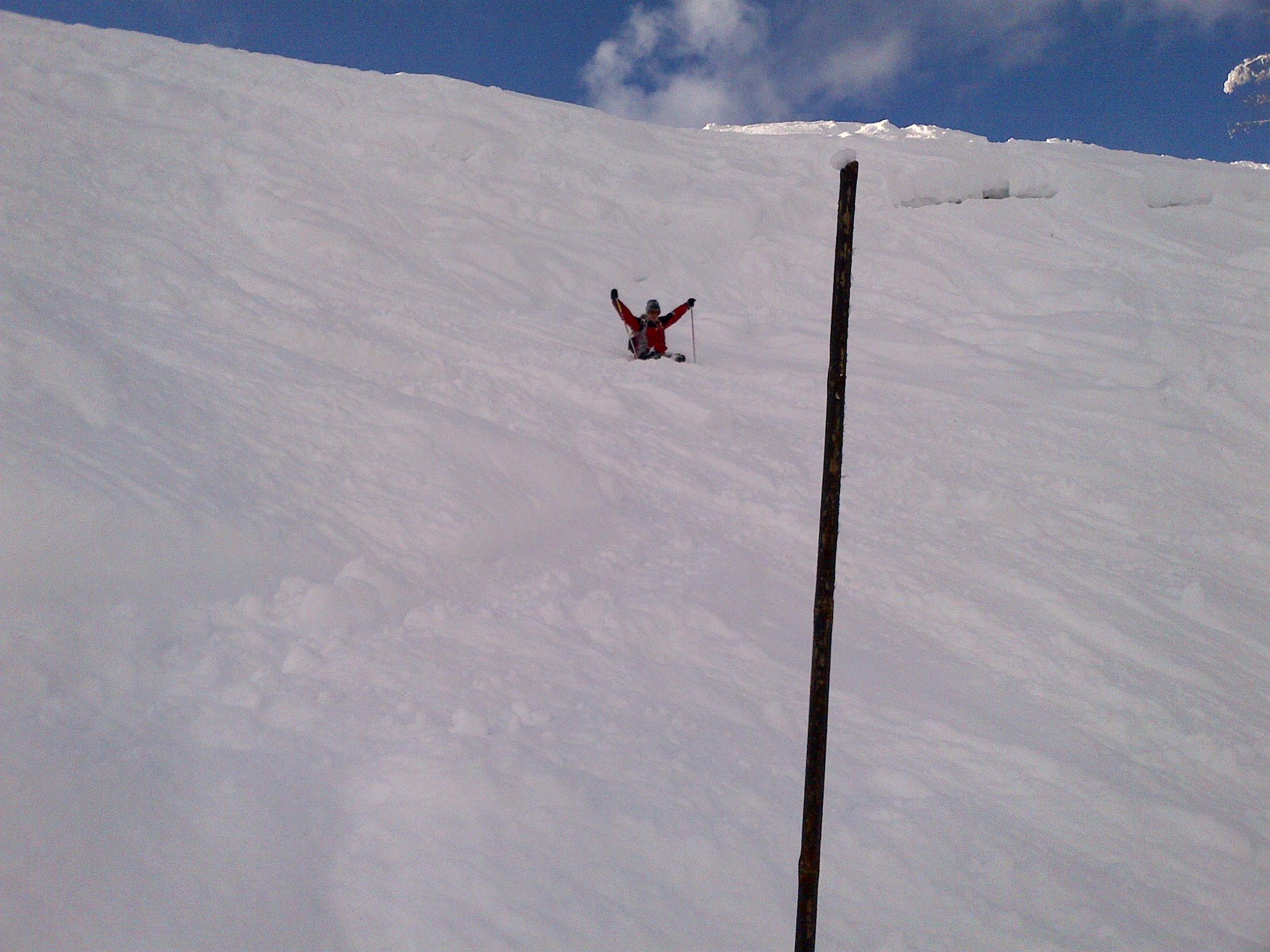 Full image of Following one of my first proper tumbles in years - and damn, it was a spectacular one, snowballing down black run "Yeti" when I took a corner too fast - Sarah snapped this picture.