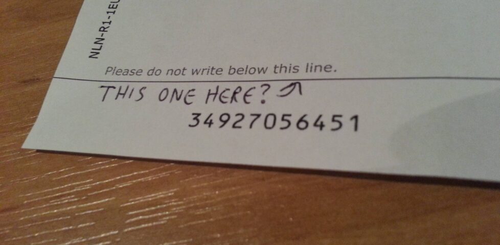 "This one here?" scrawled beneath the words "Please do not write below this line" on a TV Licensing form