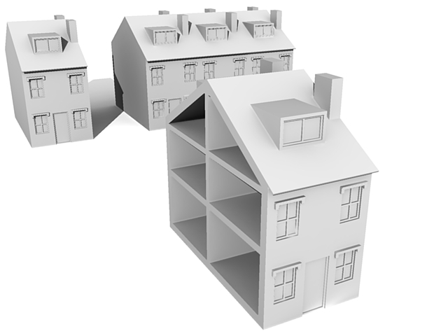 Full image of A model house being pulled out of a terrace.