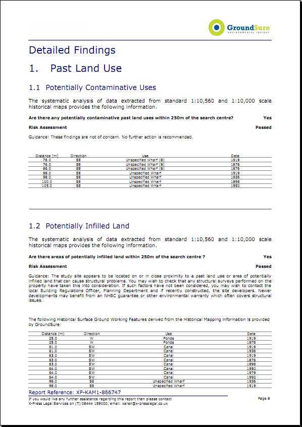 Full image of A page from our Environmental Search, indicating some of the past uses of the land around the house we hope to buy.