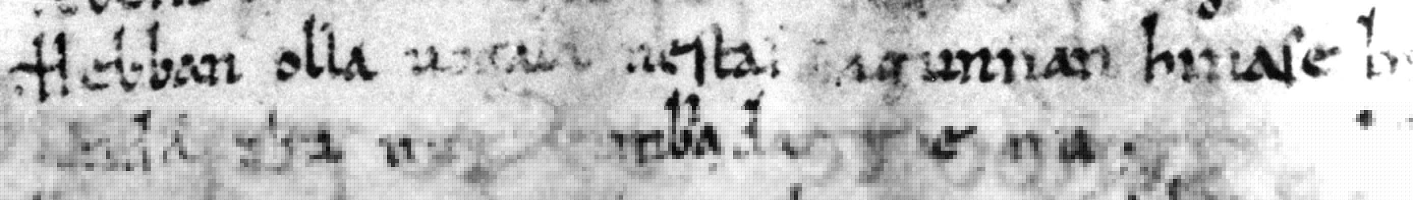 Full image of Fragment of the Hebban Olla Uogala document, the oldest surviving Probatio Pennae.