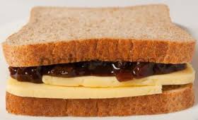 A ceese & pickle sandwich.