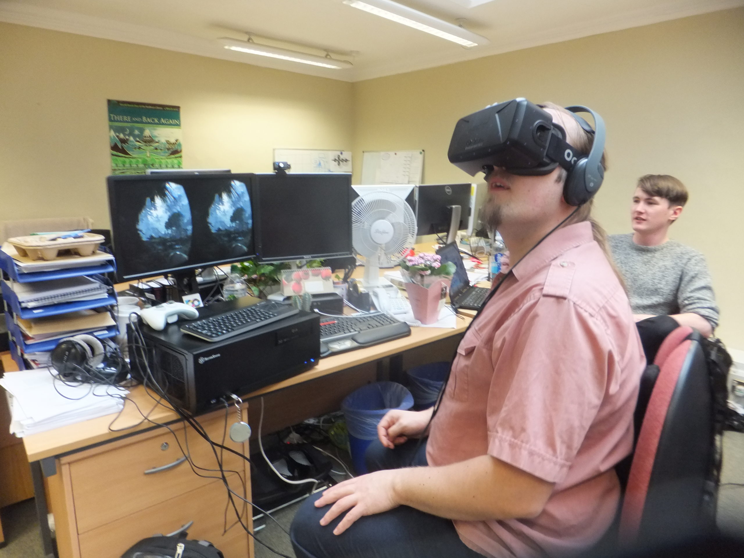 Full image of Dan plays Back To Dinosaur Island on an Oculus Rift.