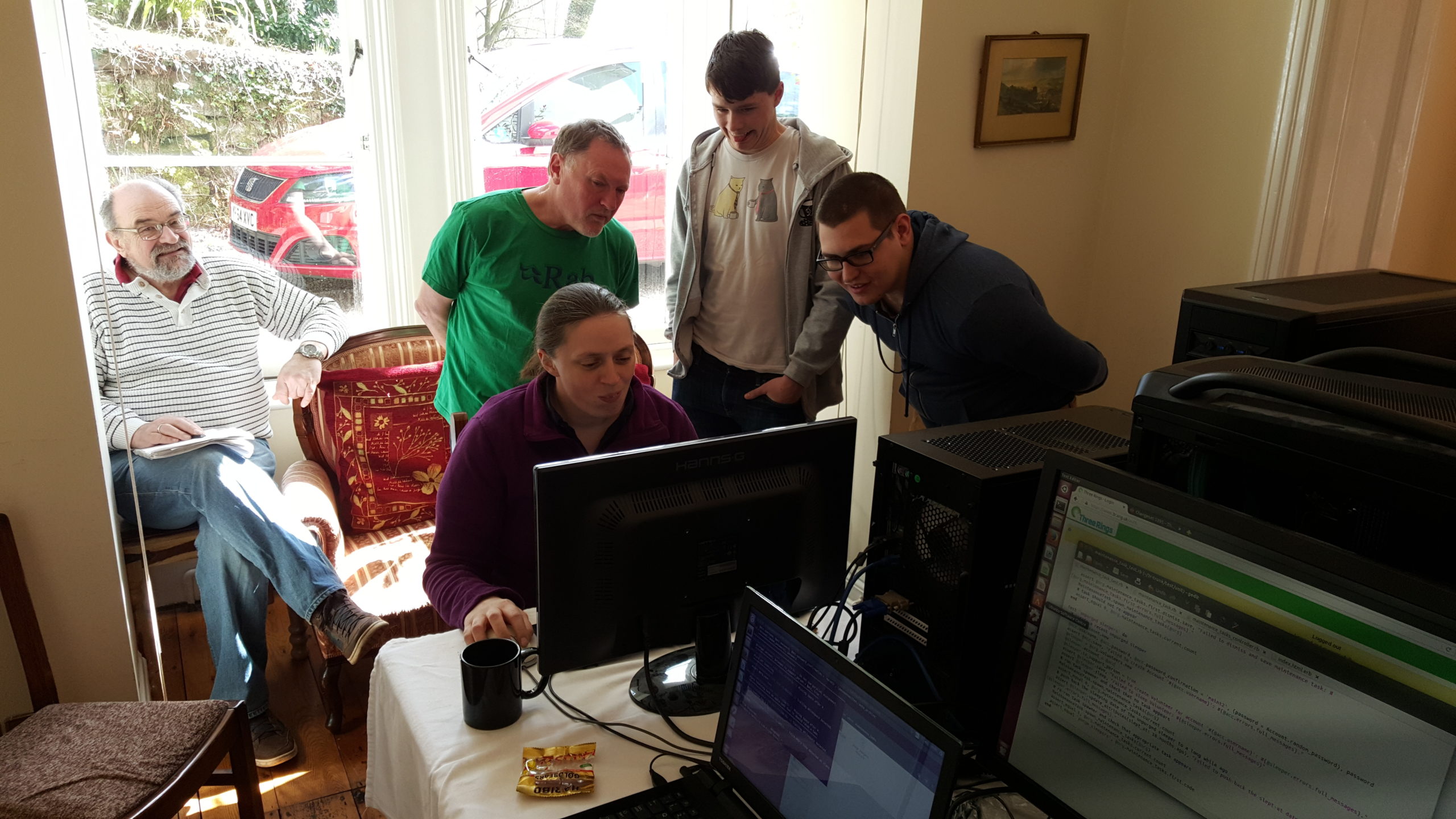 Full image of Developers marvel at one another's code, etc.