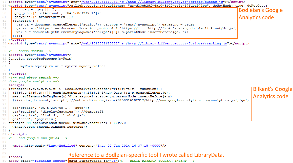HTML source code from Bilkent University Library.