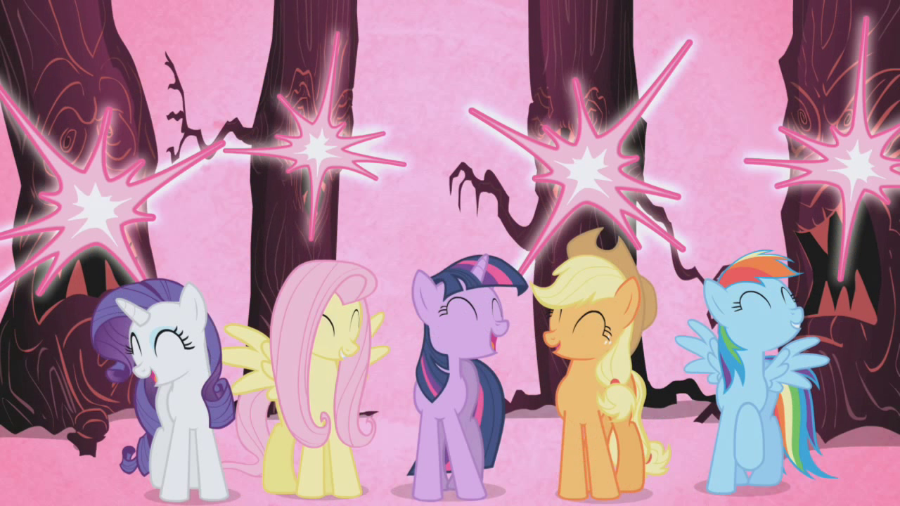 Full image of Pinkie Pie's friends learn about the Element of Laughter.