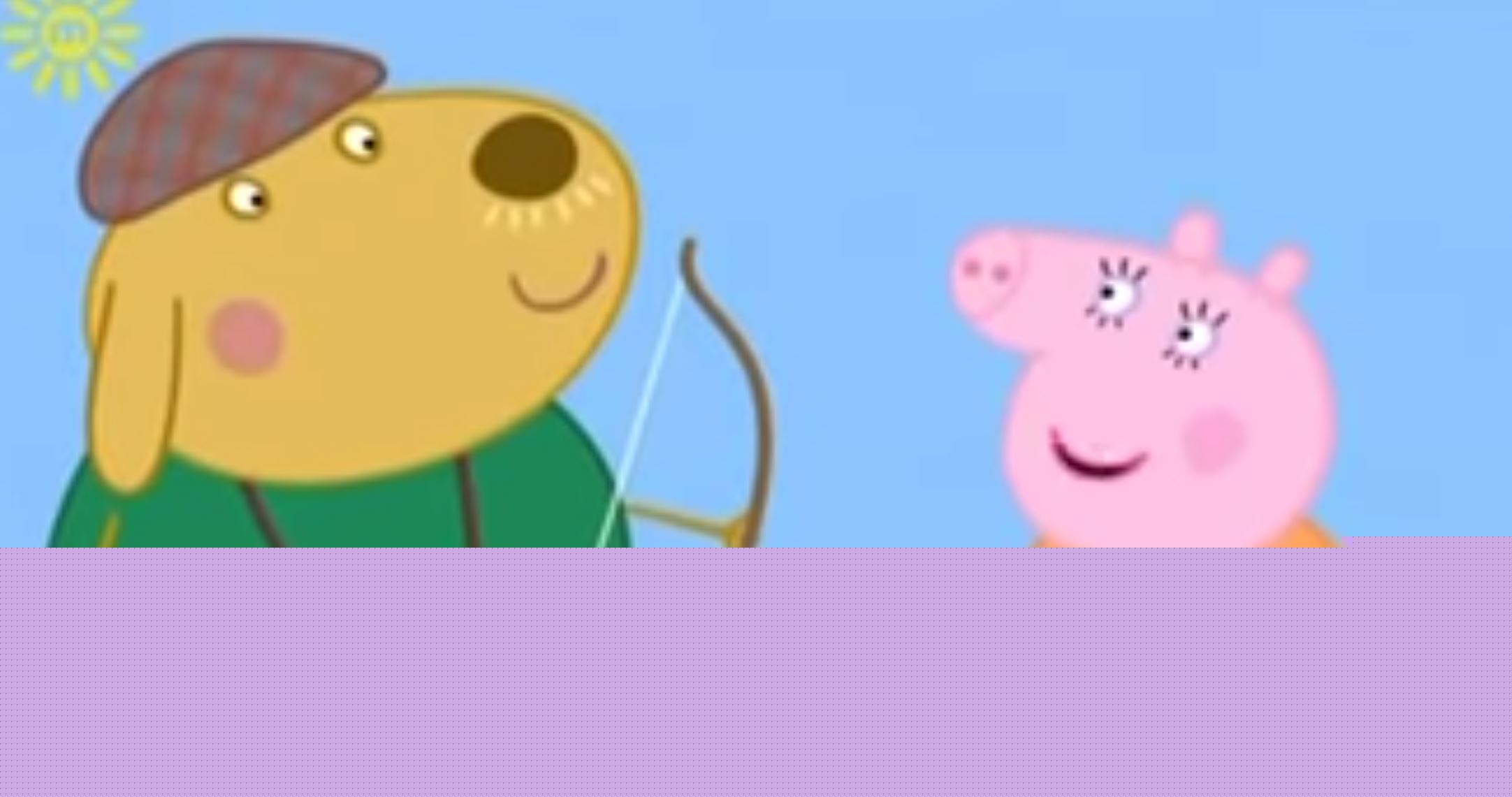 Full image of Mr. Labrador tells Mummy Pig that women are useless at archery.