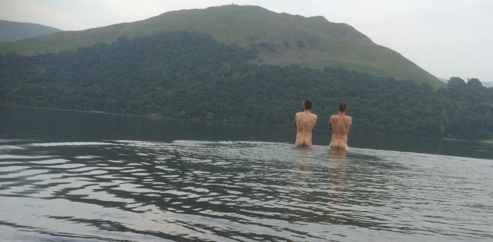 Naked in a lake