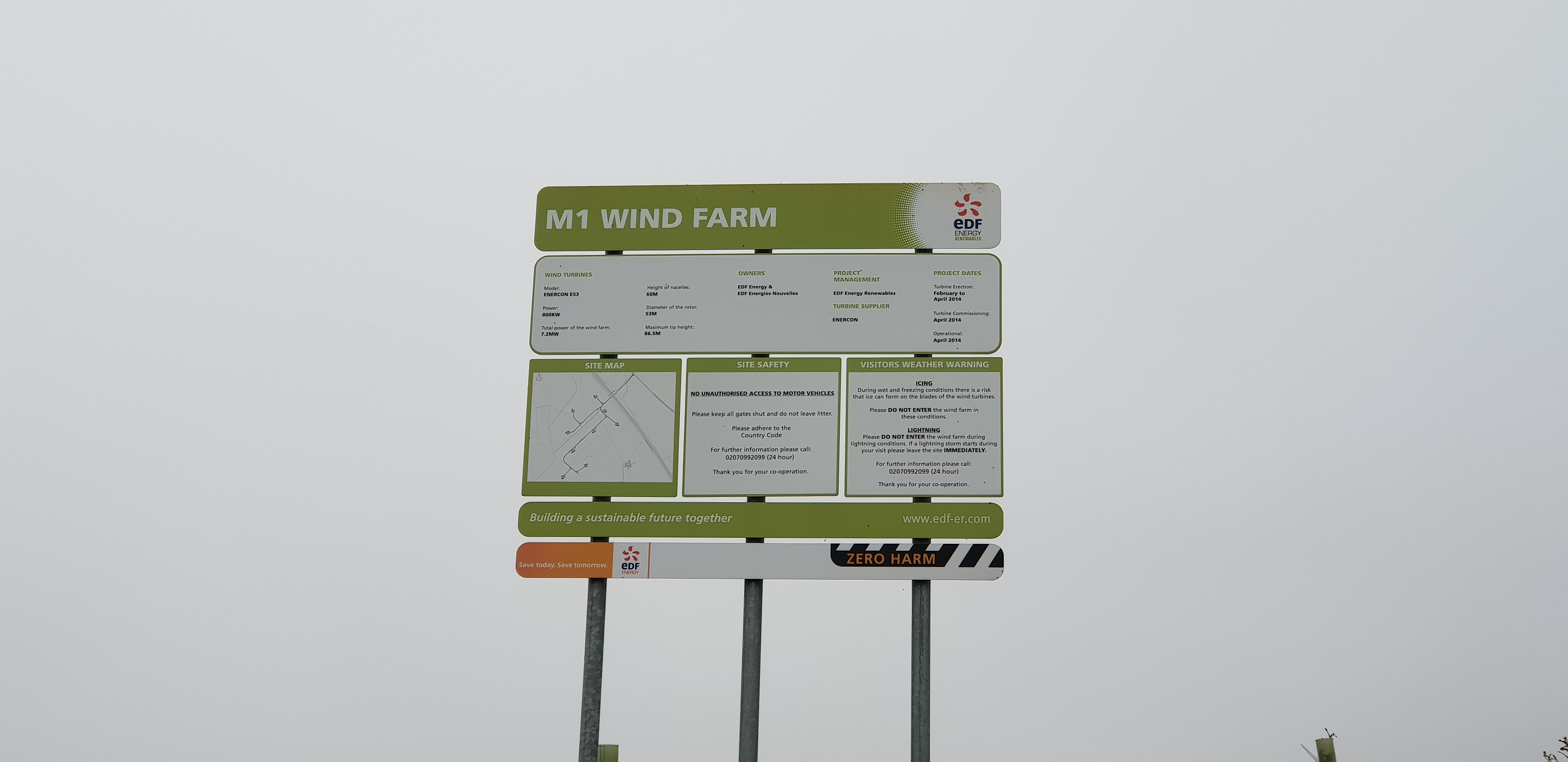 Full image of Sign describing the M1 Wind Farm