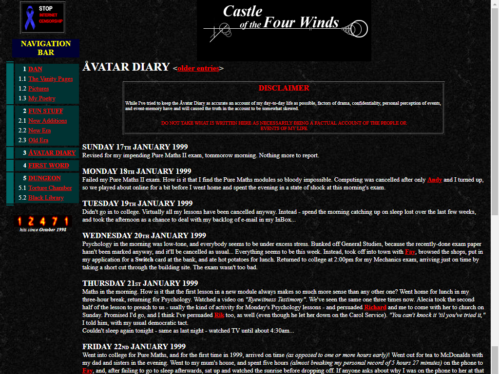 Full image of Castle of the Four Winds, launched in 1998, with a then-fashionable black background.