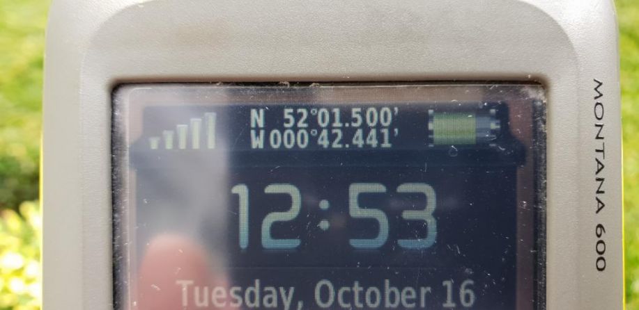 GPS showing time and coordinates