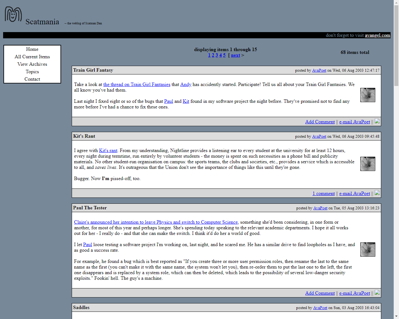 Full image of The first version of Scatmania.org: a Flip-powered weblog.