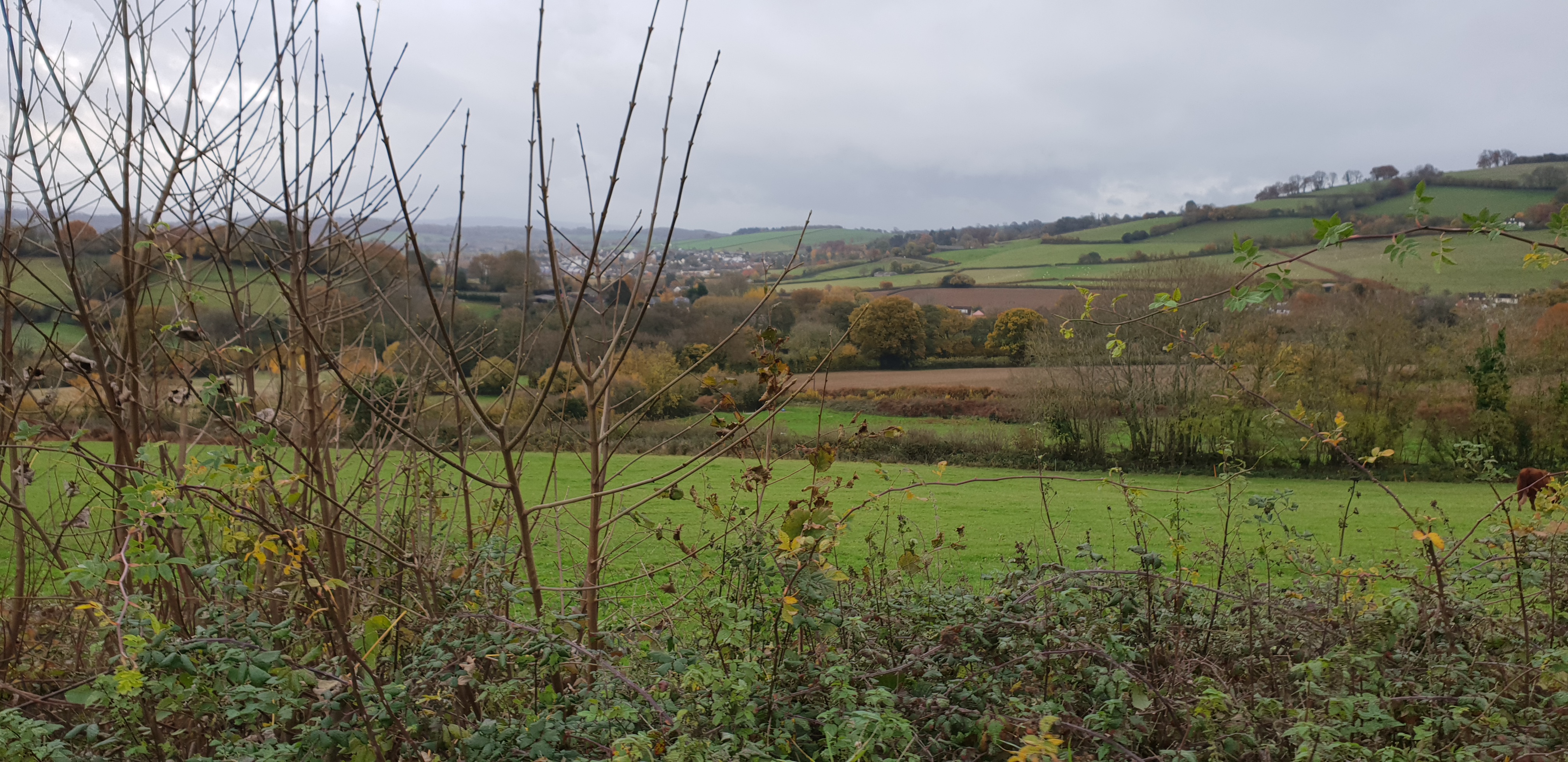 Full image of Nothing but farmland for miles around - the nearest settlement in the distance