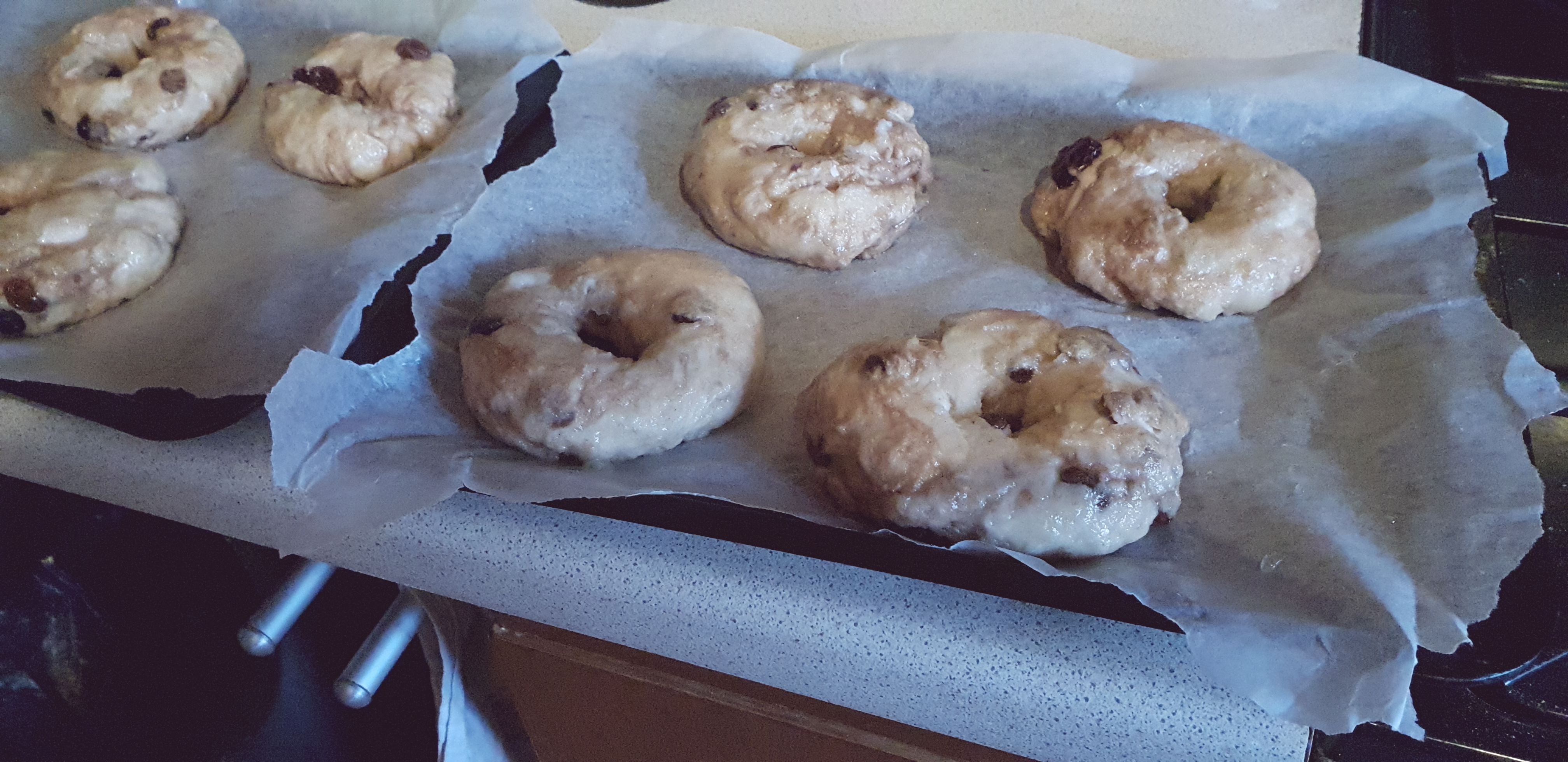 Full image of Bagels ready to go into the oven.