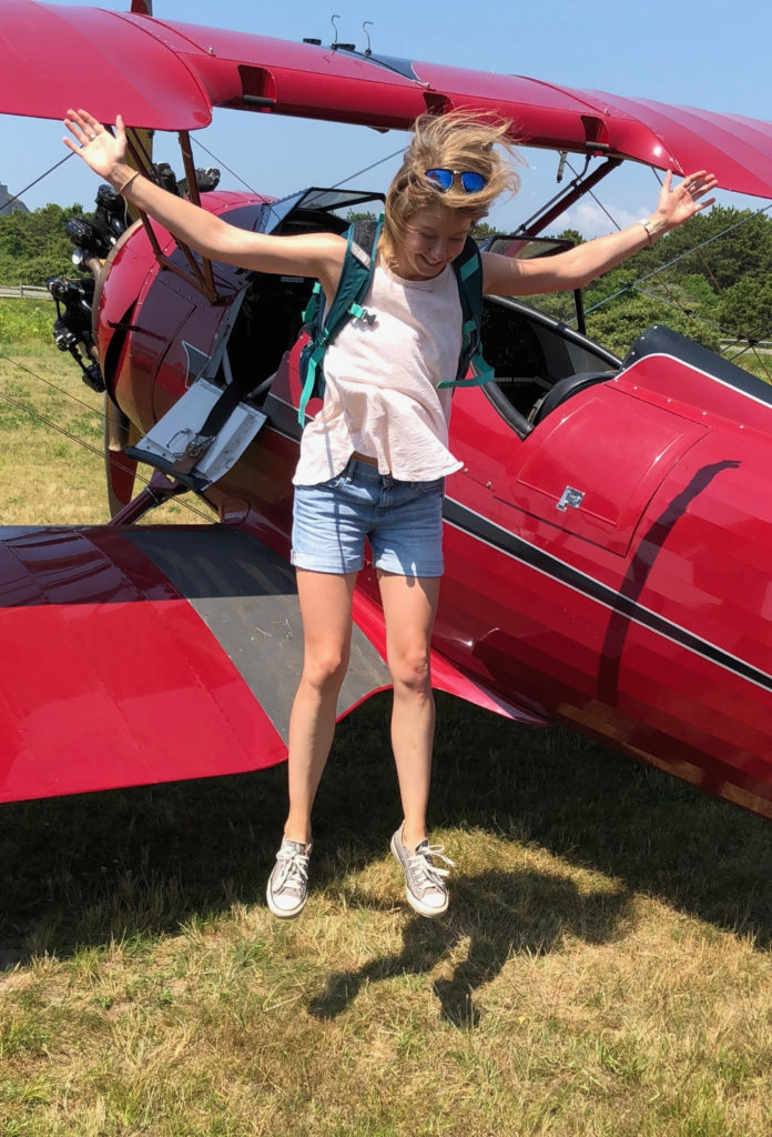 Representative study participant jumping from aircraft with an empty backpack. This individual did not incur death or major injury upon impact with the ground 