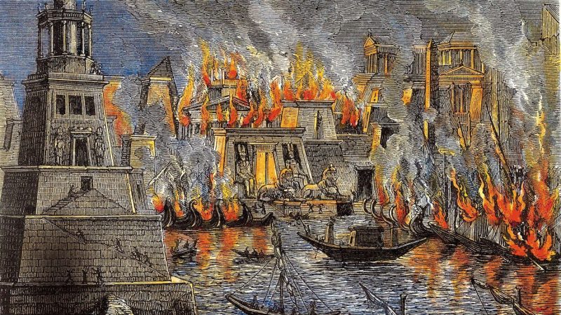 Library of Alexandria burning