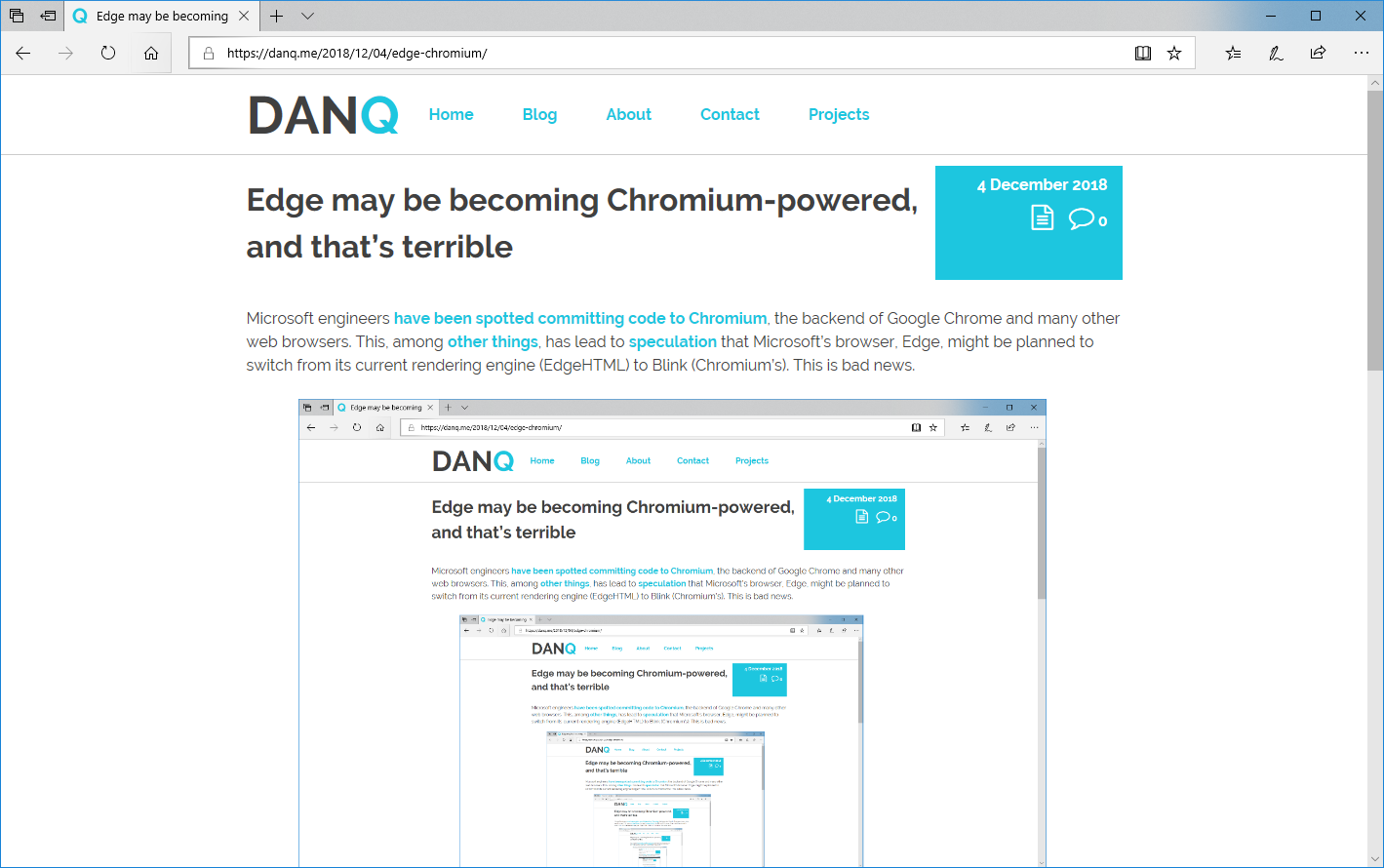 This page in Microsoft Edge