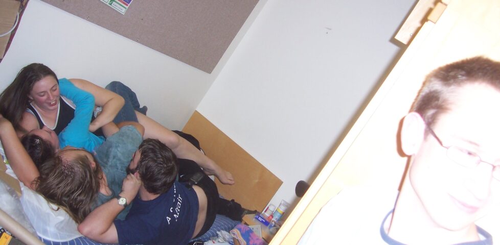 Ruth, Claire, Dan and JTA share a bed at a housewarming party in PJM
