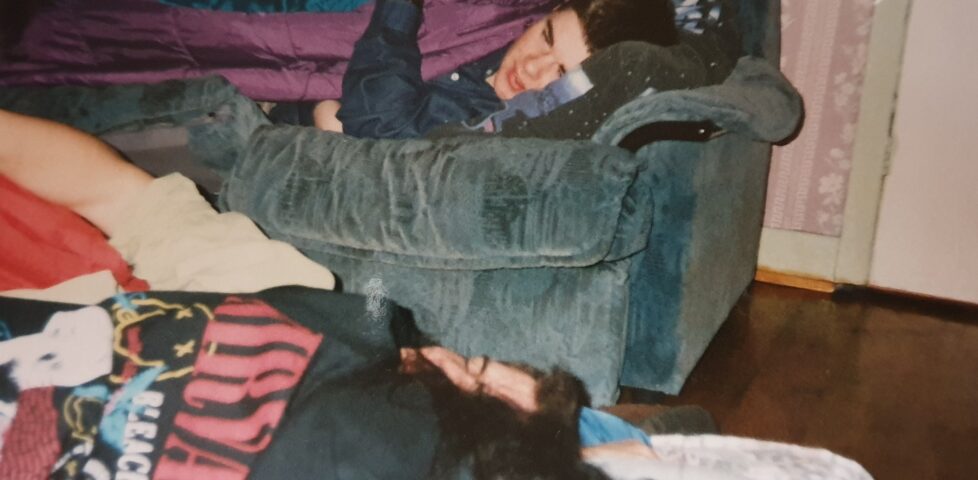 Andy Heywood wakes up and nurses his hangover.