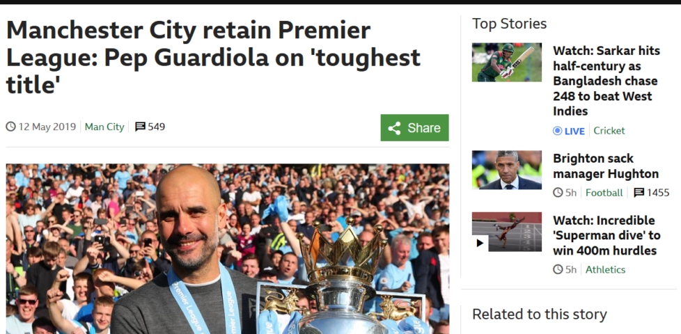 Sports on the BBC News site