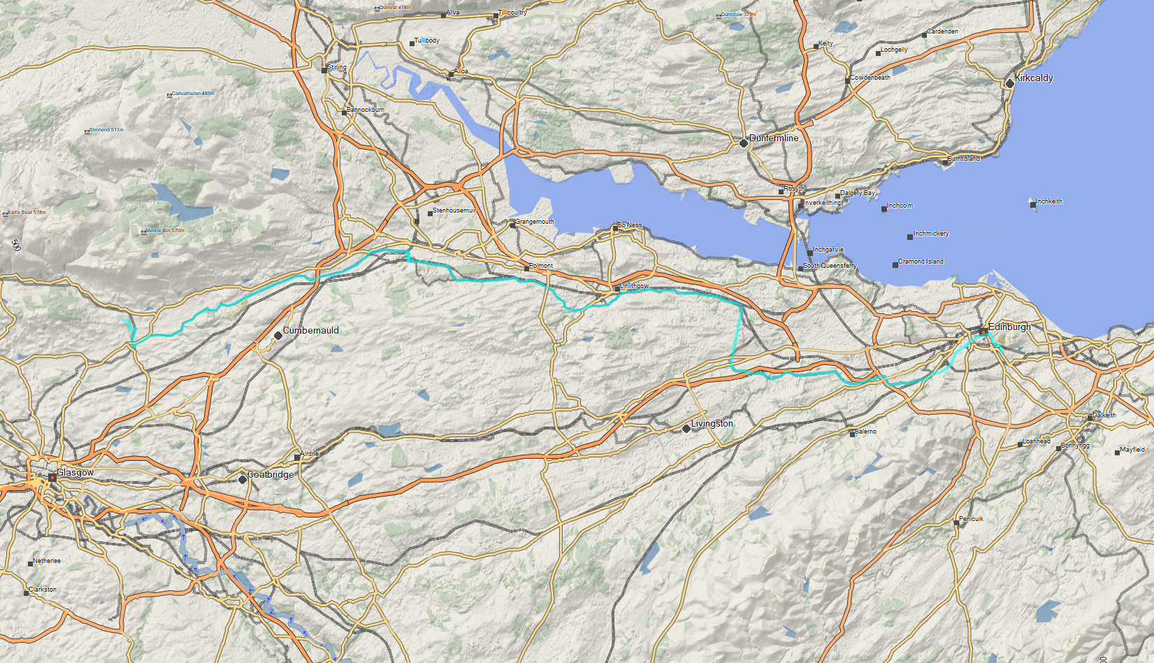 Full image of Map showing route from Kincaid House to 94DR.