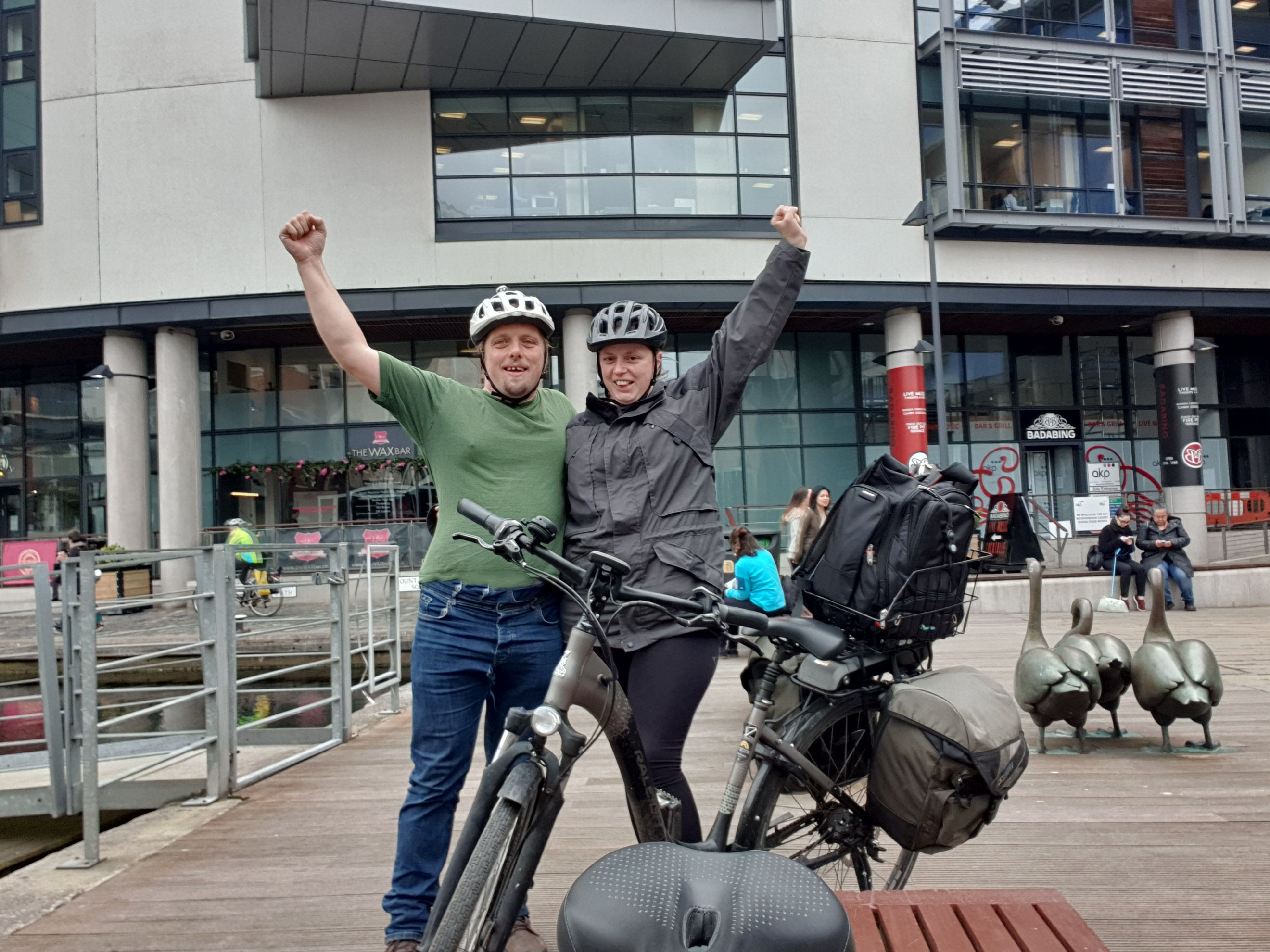 Full image of Dan and Ruth at the Edinburgh basin of the Union Canal