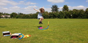 Annabel stomps a rocket launcher.