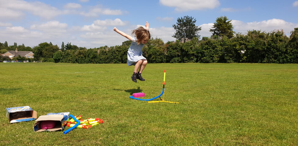 Annabel stomps a rocket launcher.