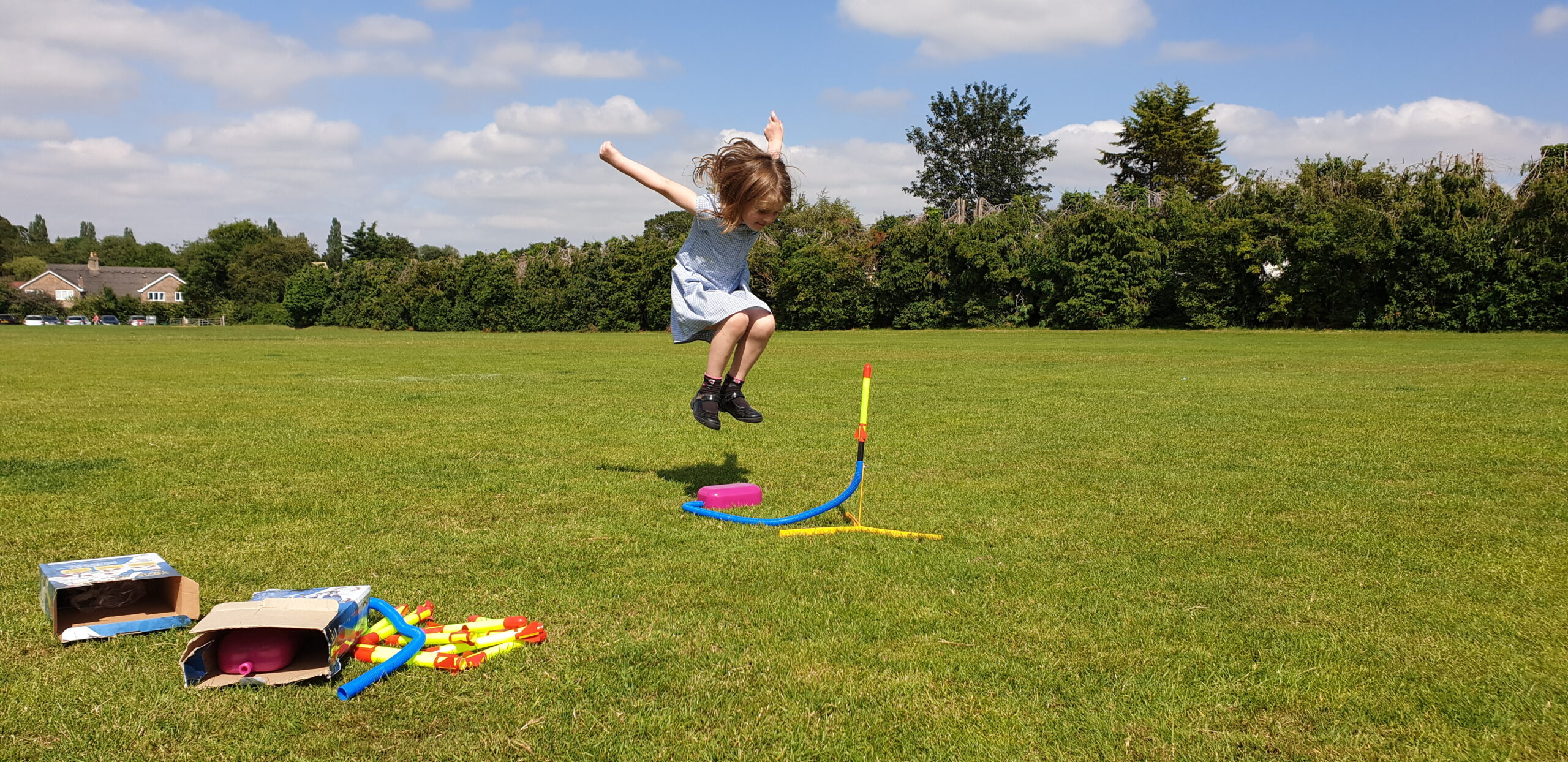 Full image of Annabel stomps a rocket launcher.